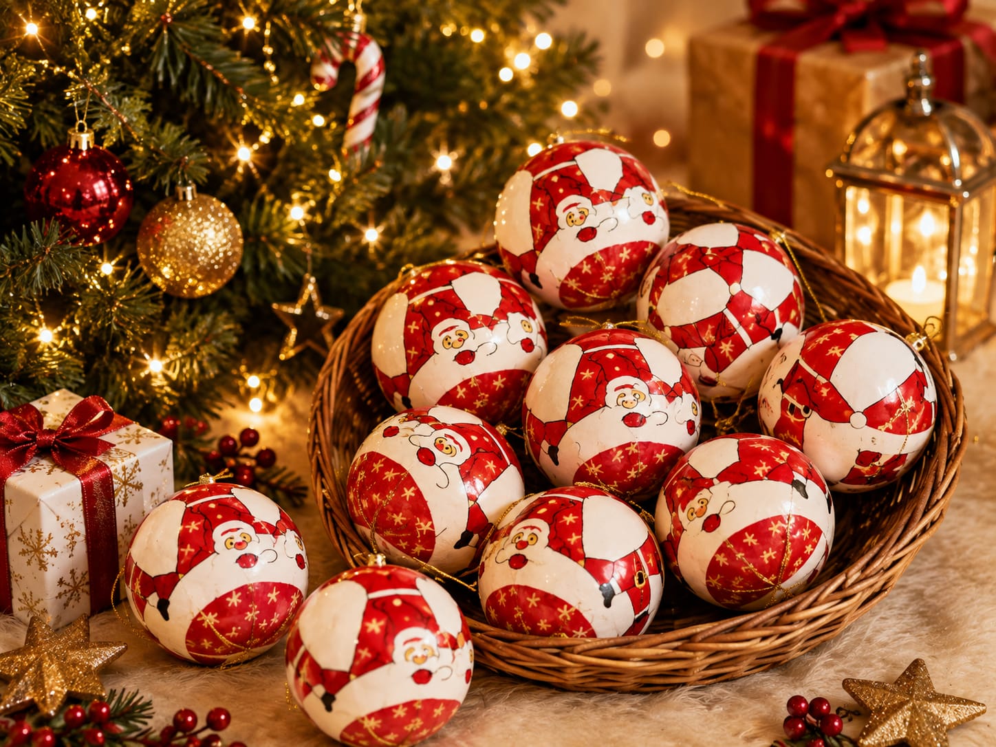 Paper mache christmas decoration, Set of 6 ,Handmade PaperMache Ball, Handmade Christmas Ornament, Handmade Christmas Bauble, handmade hanging bauble